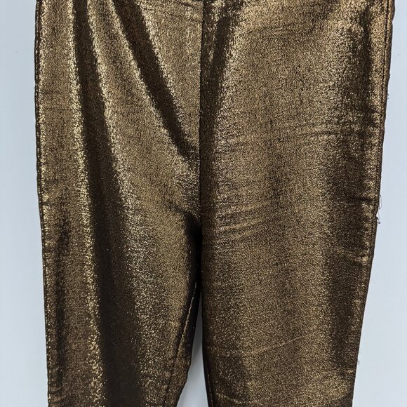 Alice + Olivia Size 2 Gold Lame Pants with A Zipper in the Back - Picture 7 of 7